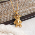 Shangjie OEM joyas Fashion Cute 18K Gold Stainless Steel Jewelry Women Kids High Quality Simple Solid Bear Necklace